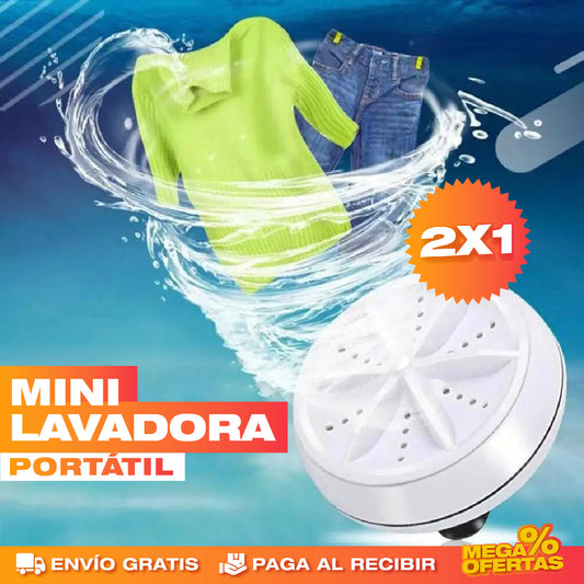 Mini Lavadora Portátil Ultra Rápida – Lava Ropa Pequeña Donde No Hay Lavadora · 2x1