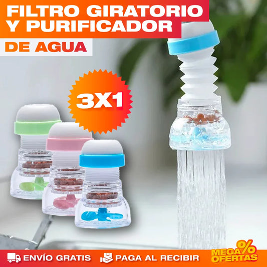Filtro Giratorio y Purificador de Agua – Agua Más Limpia Directo del Grifo · 3x1