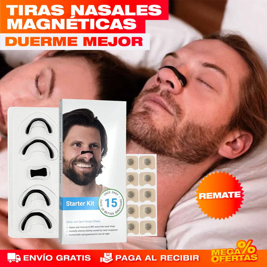 Tiras Nasales Magnéticas Antirronquidos y Deportivas – Duerme (y Deja Dormir) Sin Ronquidos