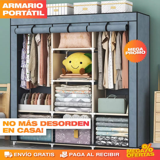 Closet Portátil de 3 Compartimientos – Guarda Toda tu Ropa Sin Closet de Obra · Tamaño Grande