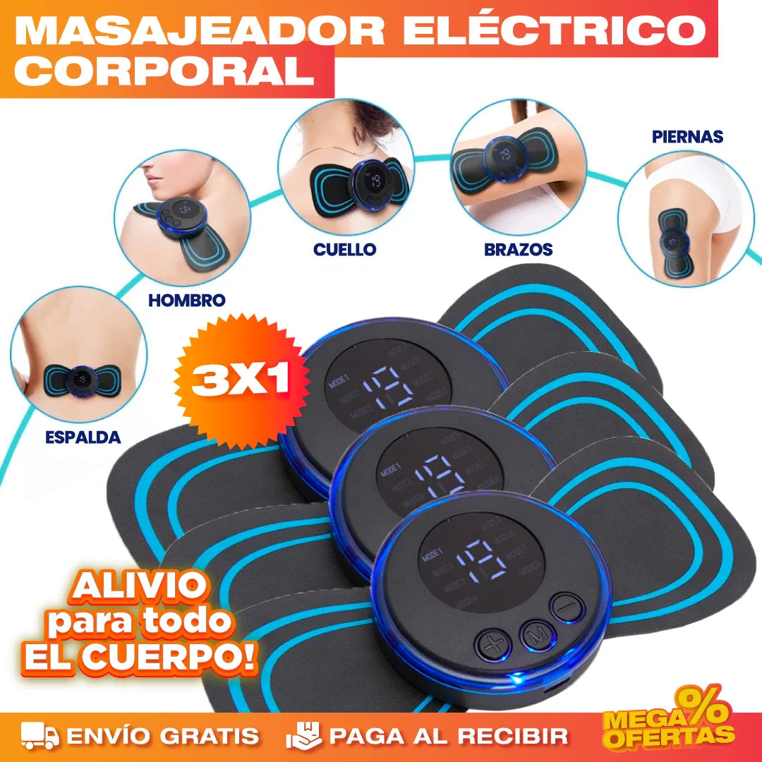 Masajeador Eléctrico Corporal – Alivia la Tensión Muscular en Casa · 3x1