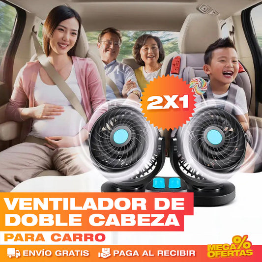 Ventilador de Doble Cabeza para Vehículo – Aire Fresco Adelante y Atrás · 2x1