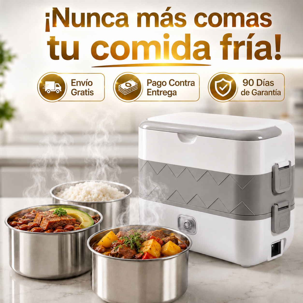 Lonchera Vaporera Eléctrica Portátil - Tu comida caliente en cualquier lucar