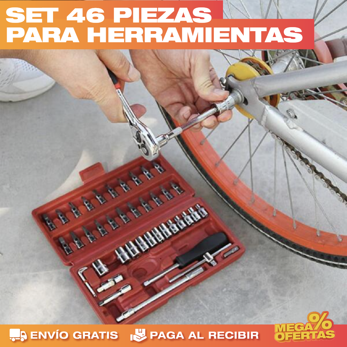 Set de Herramientas 46 Piezas – Todo lo Básico para Arreglar en Casa · 2x1