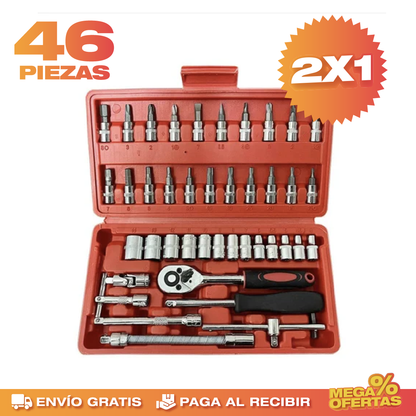 Set de Herramientas 46 Piezas – Todo lo Básico para Arreglar en Casa · 2x1
