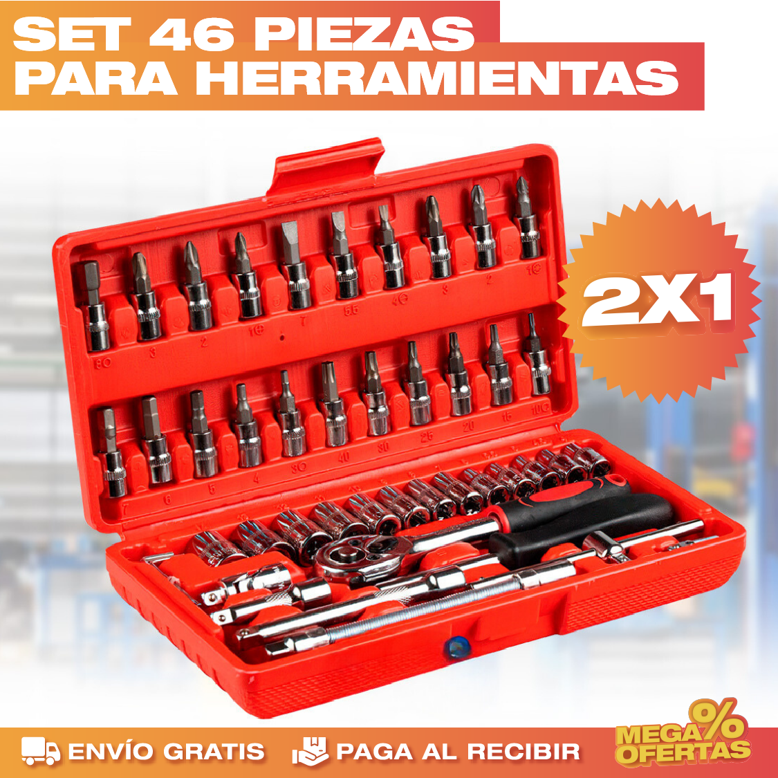 Set de Herramientas 46 Piezas – Todo lo Básico para Arreglar en Casa · 2x1