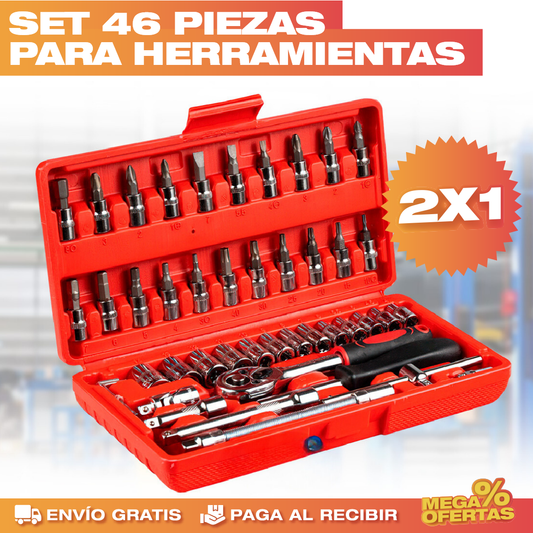 Set de Herramientas 46 Piezas – Todo lo Básico para Arreglar en Casa · 2x1